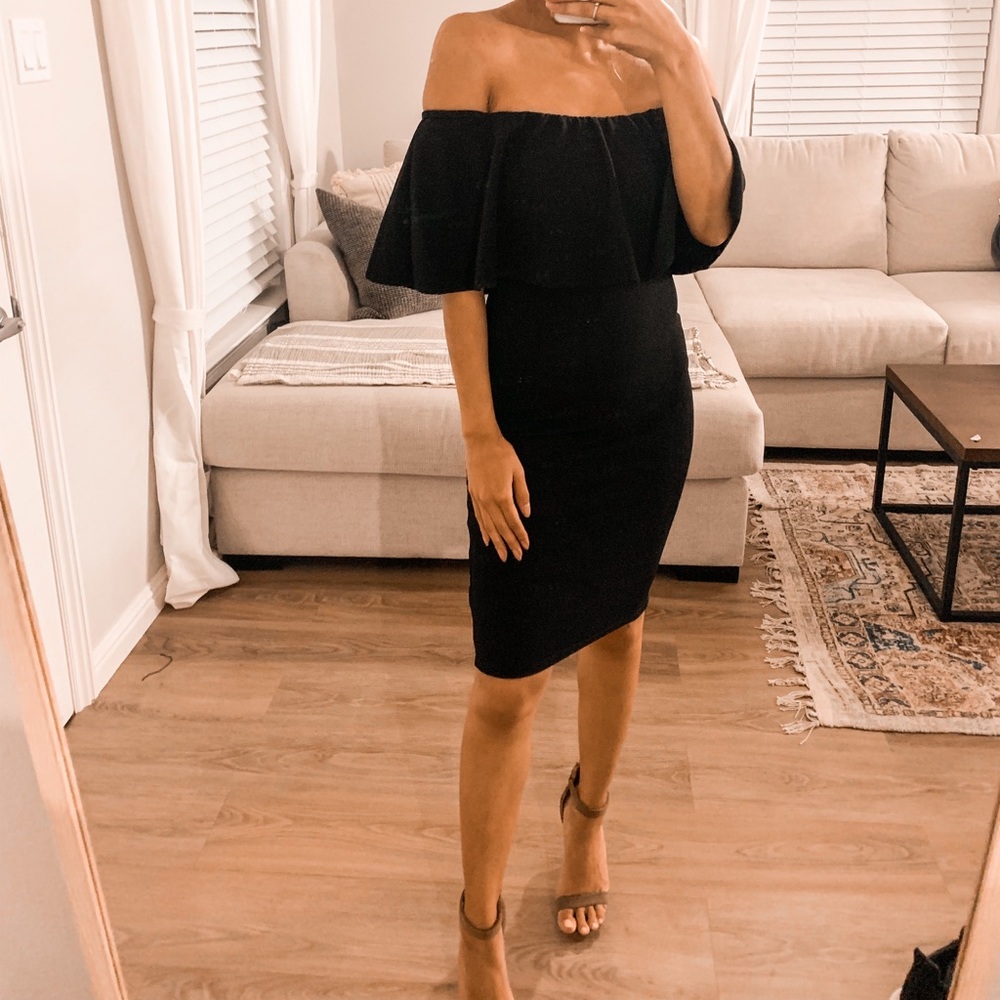 Black Bodycon Off the Shoulder